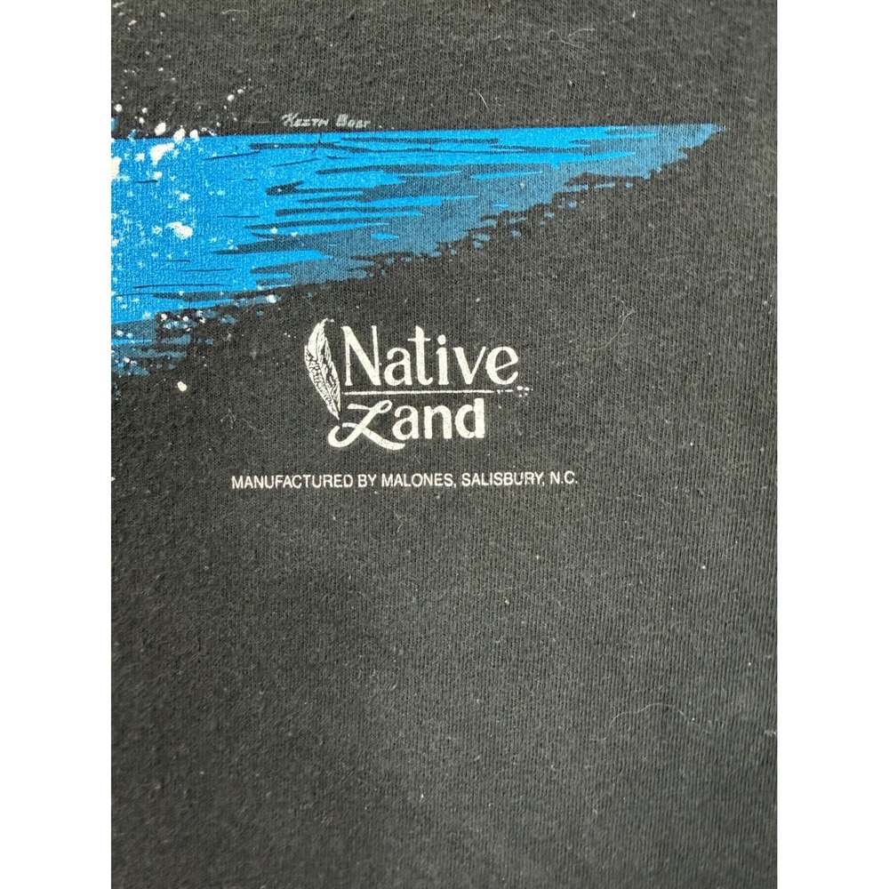 Vintage Branded Native‎ Land Single Stitch T Shirt Mens Large Black Eagle Horse - Picture 9 of 9